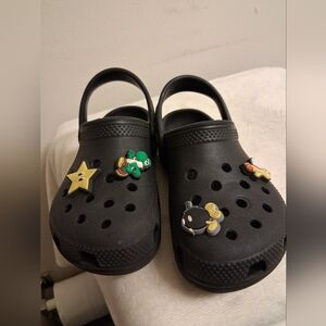 CROCS Kids Black Slippers with Colorful Charms